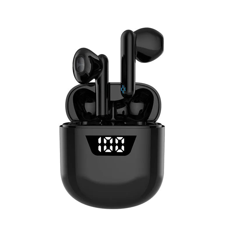 P66TWS Bluetooth wireless earphone with touch control and digital display charging bin, Black