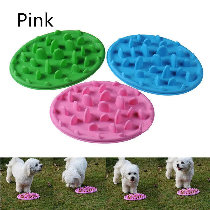 Silicone pet slow food bowl in blue colour anti-choke design for dogs