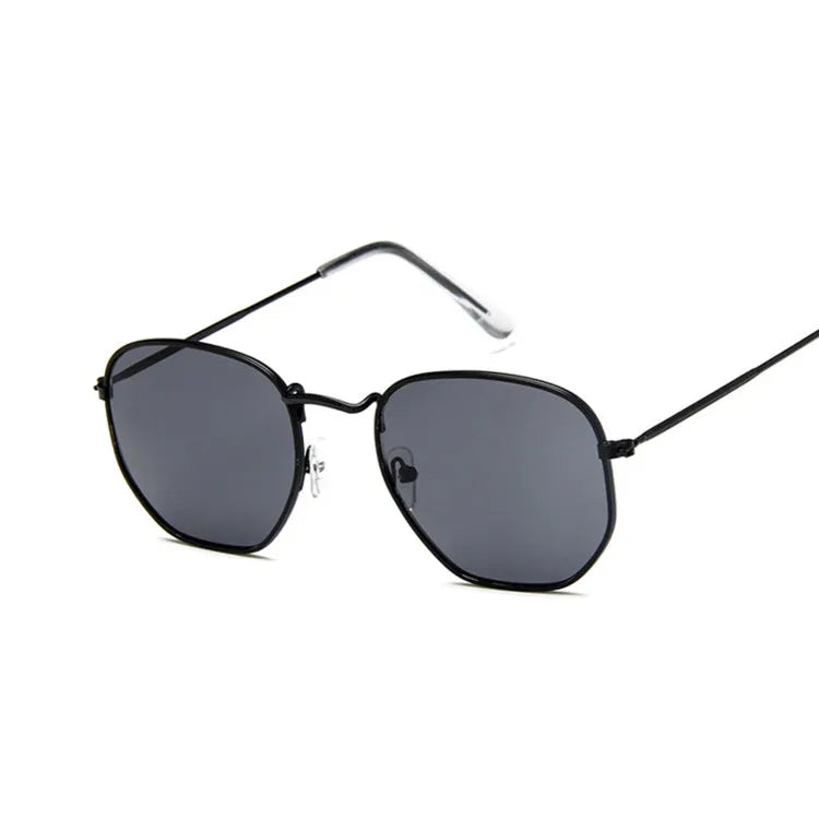 Metal polygonal retro sunglasses with AC lenses unisex fashion eyewear