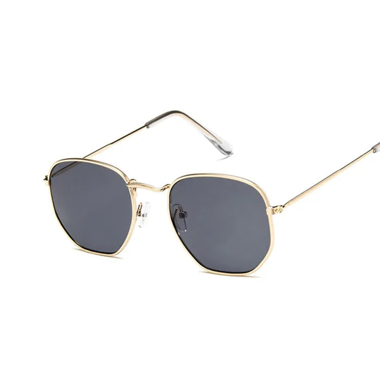 Metal polygonal retro sunglasses with AC lenses unisex fashion eyewear