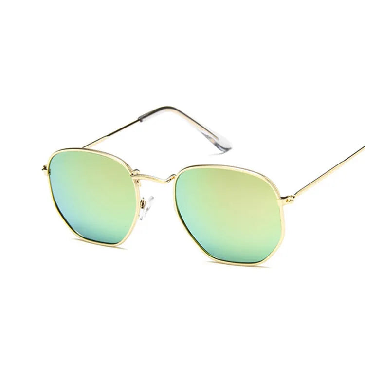 Metal polygonal retro sunglasses with AC lenses unisex fashion eyewear