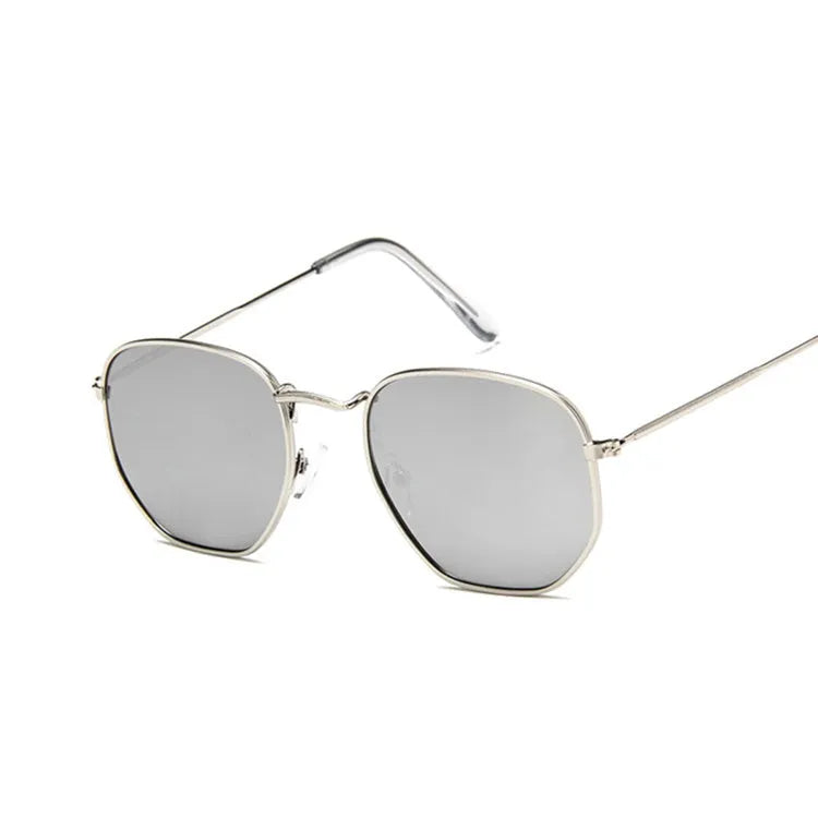 Metal polygonal retro sunglasses with AC lenses unisex fashion eyewear