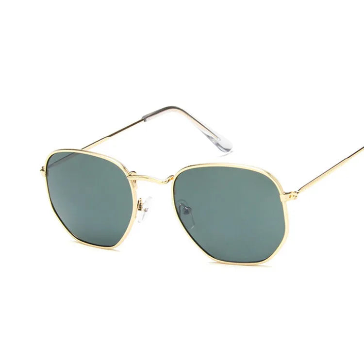 Metal polygonal retro sunglasses with AC lenses unisex fashion eyewear