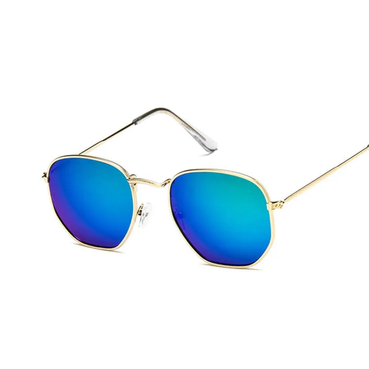 Metal polygonal retro sunglasses with AC lenses unisex fashion eyewear