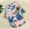 Hawaiian dog shirt in navy blue with colourful print, button front, short sleeves, for small dogs and cats.