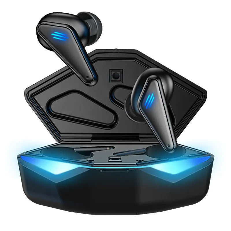 Blue Private Model K55 wireless Bluetooth gaming headset with earplug design and TWS technology