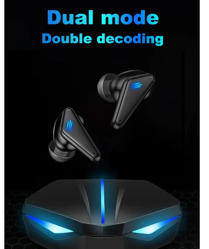 Blue Private Model K55 wireless Bluetooth gaming headset with earplug design and TWS technology