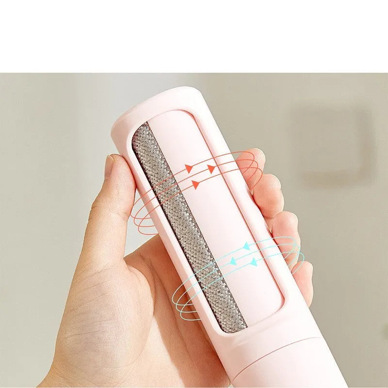 Reusable pet hair remover brush in white, green or pink with dustbin, 4.3 x 4.3 x 18.3 cm, for cat and dog fur on fabric