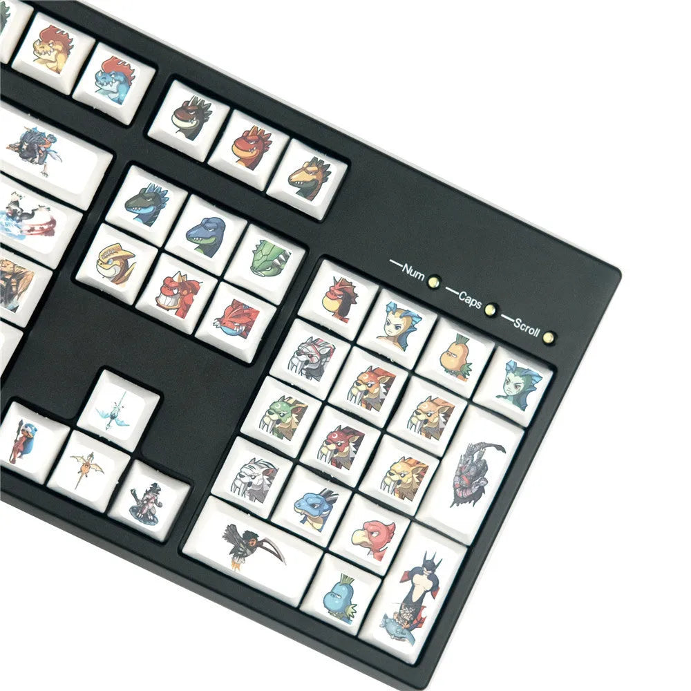 Xda profile mechanical keyboard keycaps with colourful cartoon monster sublimation printing