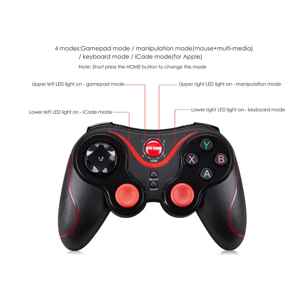 Black wireless Bluetooth gamepad for Android and iOS mobile gaming