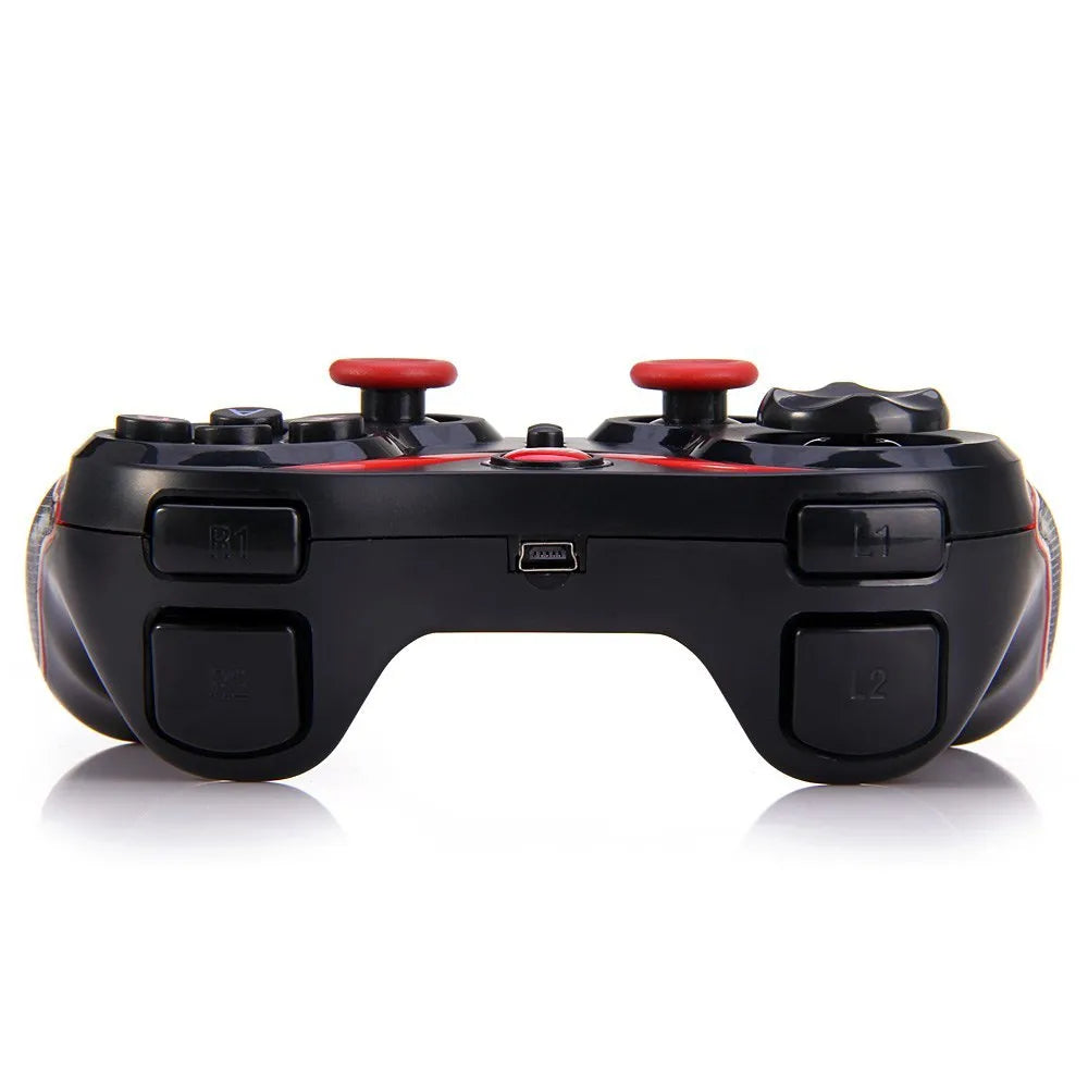 Black wireless Bluetooth gamepad for Android and iOS mobile gaming