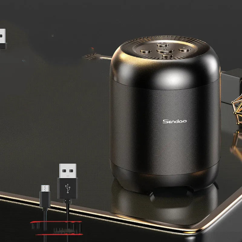 Small black or white portable Bluetooth speaker with super subwoofer and card reader slot