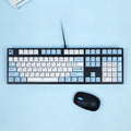 PS controller-themed mechanical keyboard keycaps with blue and white sublimation design