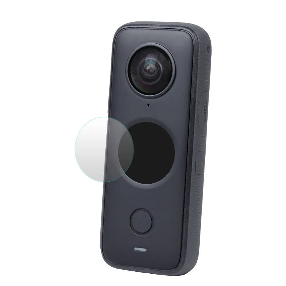 Black tempered glass screen protector for Insta360 ONE X2 camera with dimensions 97mm x 64mm.