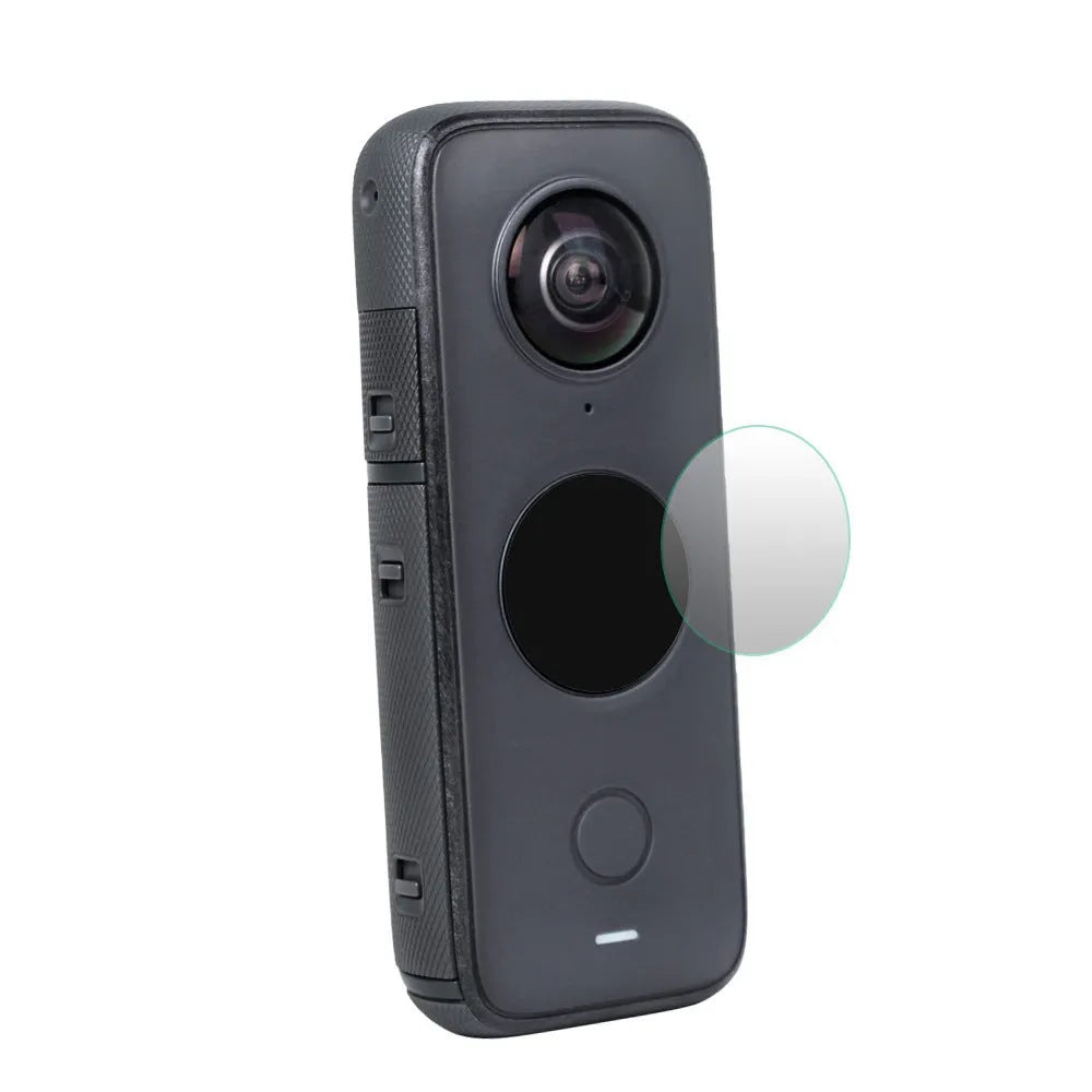 Black tempered glass screen protector for Insta360 ONE X2 camera with dimensions 97mm x 64mm.