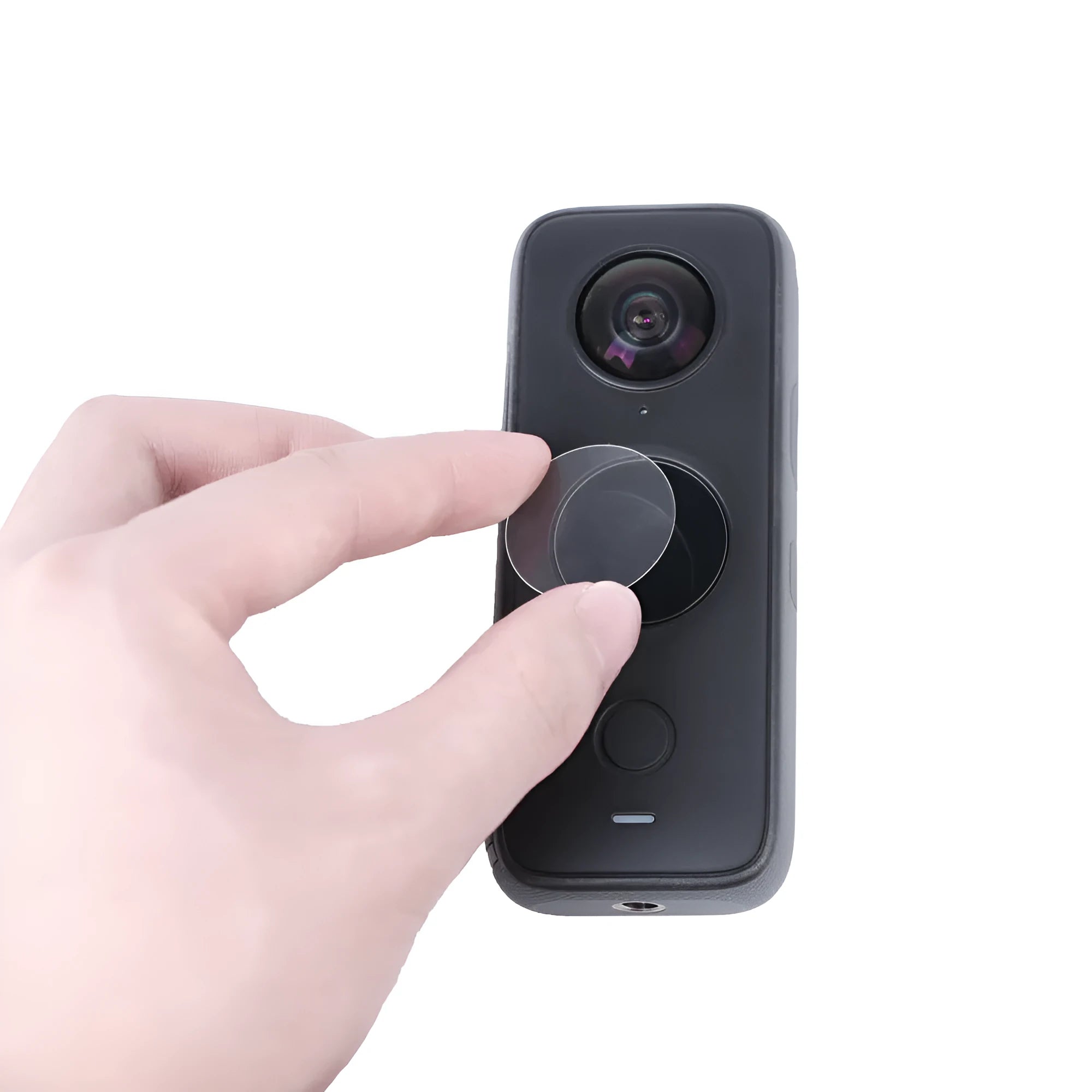 Black tempered glass screen protector for Insta360 ONE X2 camera with dimensions 97mm x 64mm.