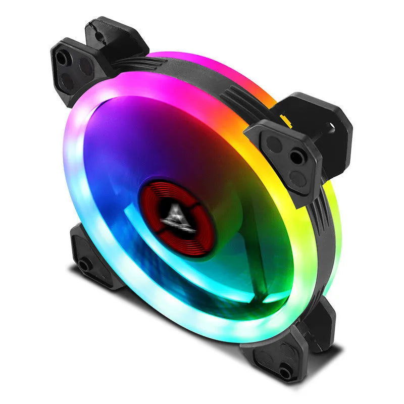 Camouflage pattern 12cm PC chassis fan with glowing RGB lights on blades