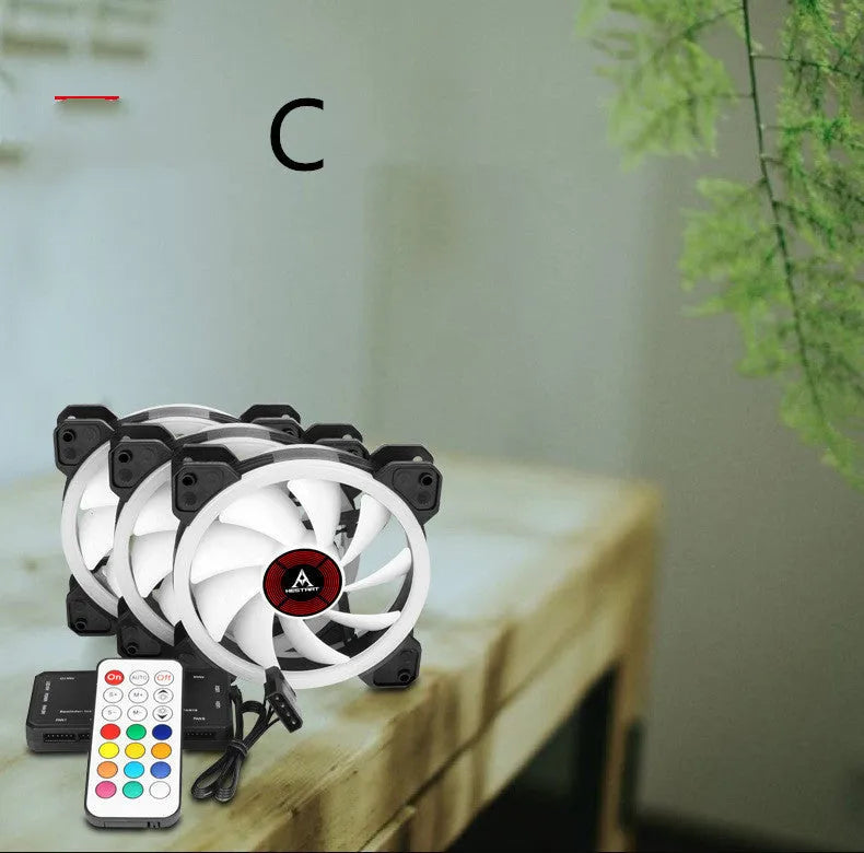 Camouflage pattern 12cm PC chassis fan with glowing RGB lights on blades