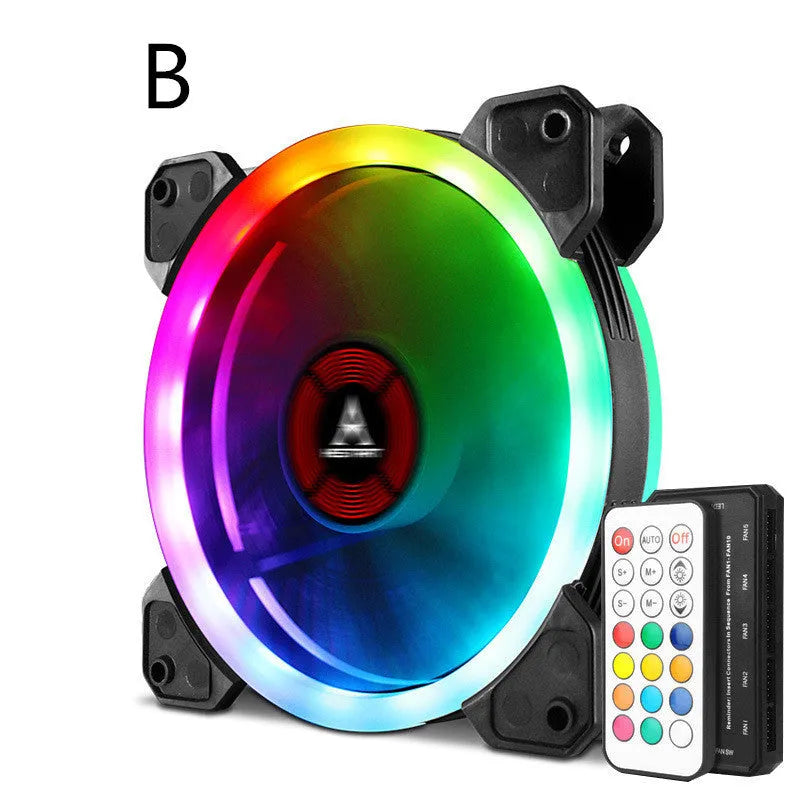 12cm camouflage-patterned PC cooling fan with illuminated RGB lights.