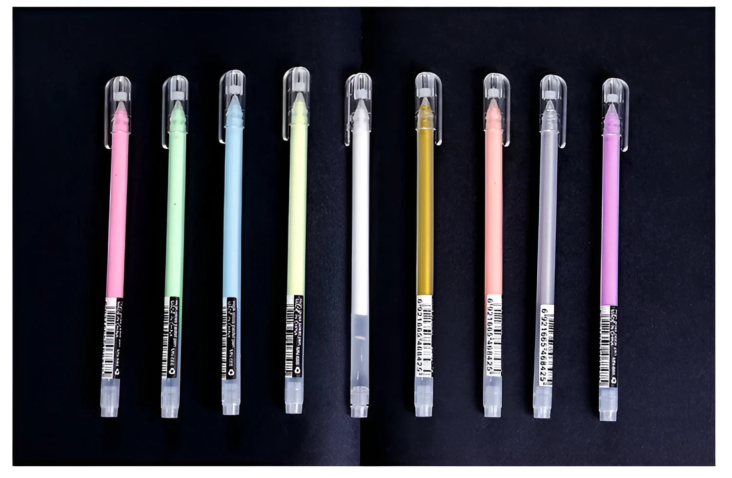 9 colour highlighter pen set in cute Korean style with needle tube tip and plastic barrel