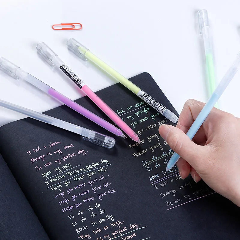 9 colour highlighter pen set in cute Korean style with needle tube tip and plastic barrel