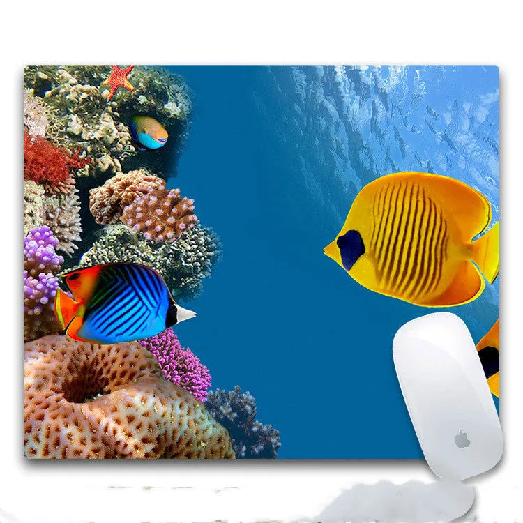 Custom printed rubber mouse pad with cloth surface showing pattern options A through H