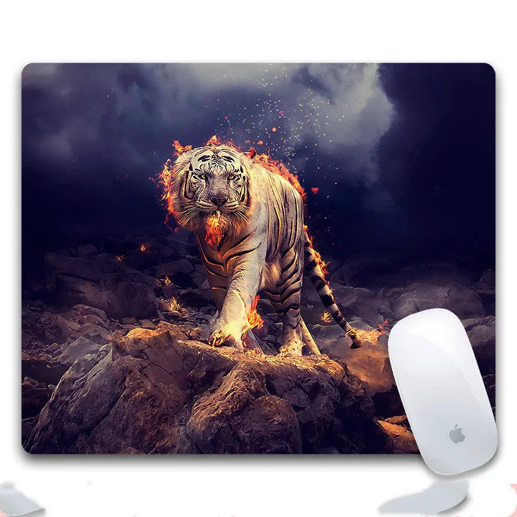 Custom printed rubber mouse pad with cloth surface showing pattern options A through H
