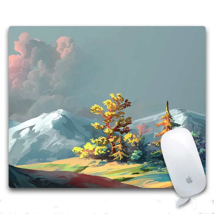 Custom printed rubber mouse pad with cloth surface showing pattern options A through H
