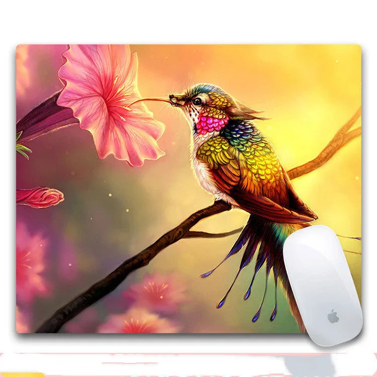 Custom printed rubber mouse pad with cloth surface showing pattern options A through H