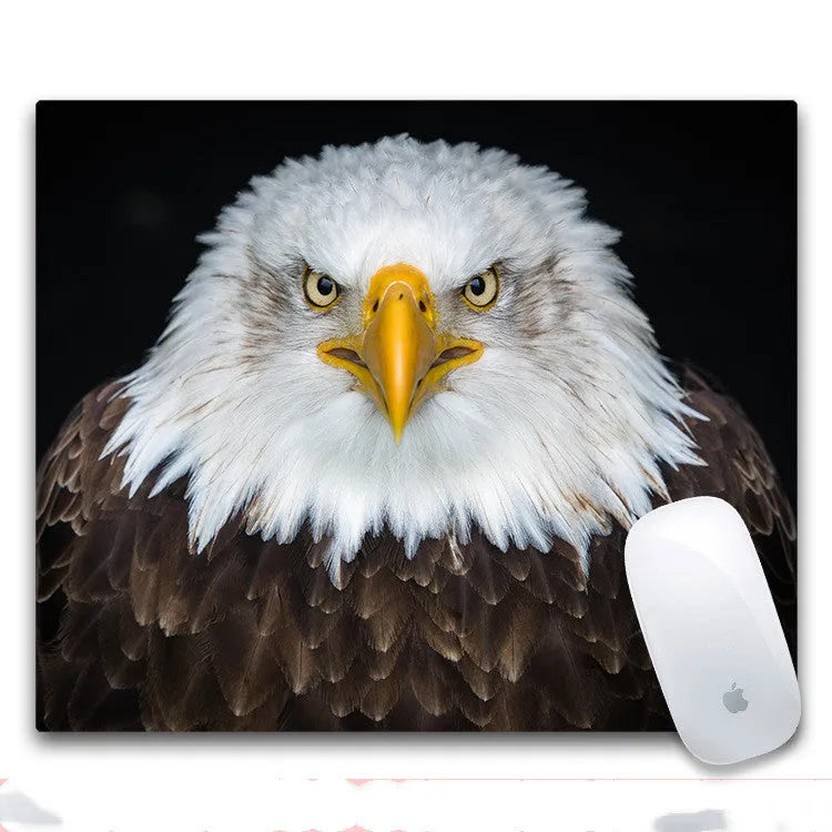 Custom printed rubber mouse pad with cloth surface showing pattern options A through H