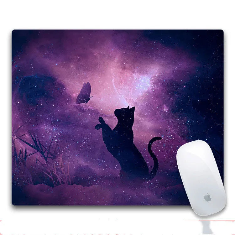 Custom printed rubber mouse pad with cloth surface showing pattern options A through H