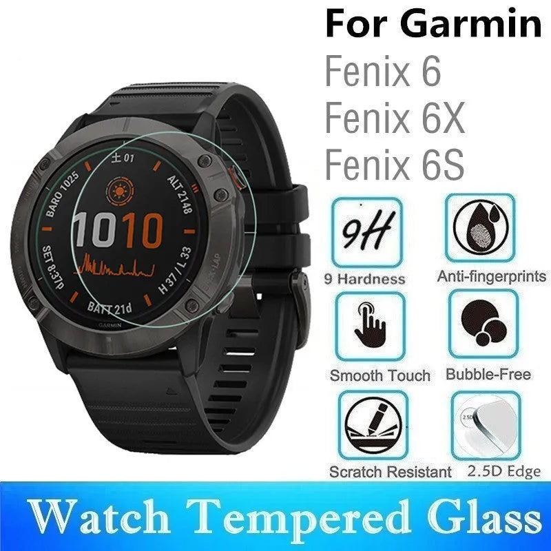 Transparent tempered glass screen protector for Garmin Fenix 6 series watch front film