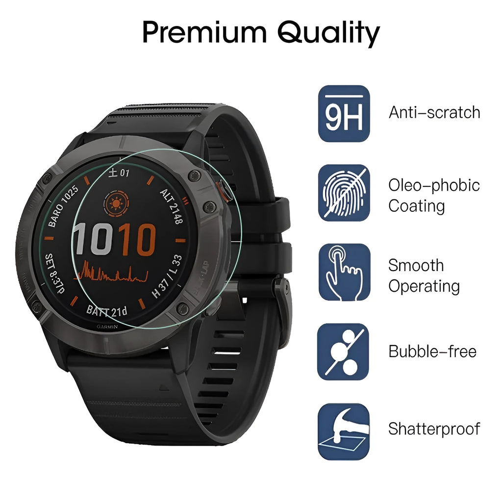 Transparent tempered glass screen protector for Garmin Fenix 6 series watch front film
