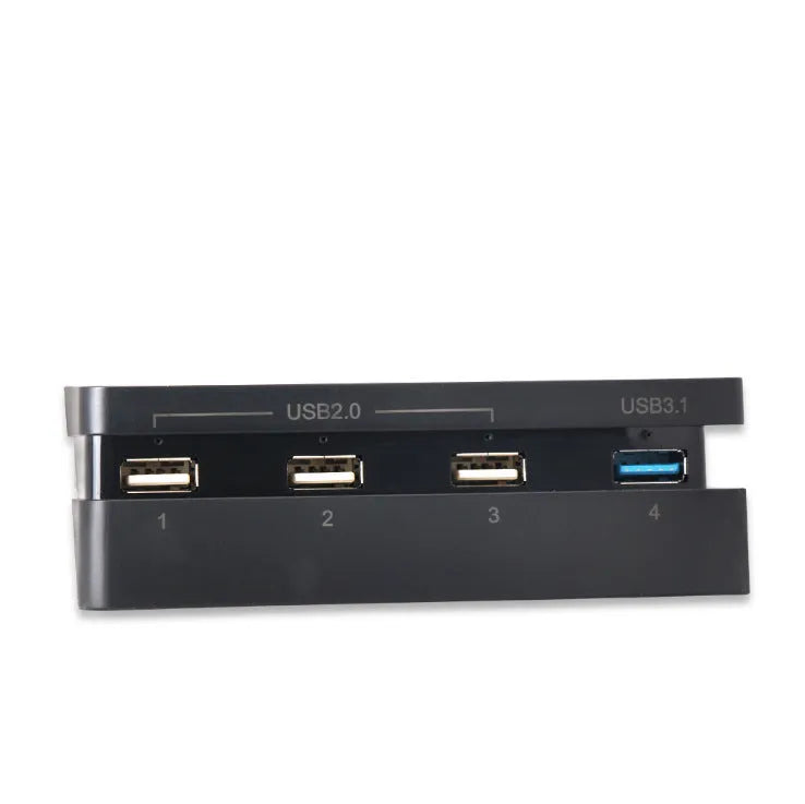 Black PS4 Slim USB hub extender with 2.0 and 3.0 ports for console peripheral expansion