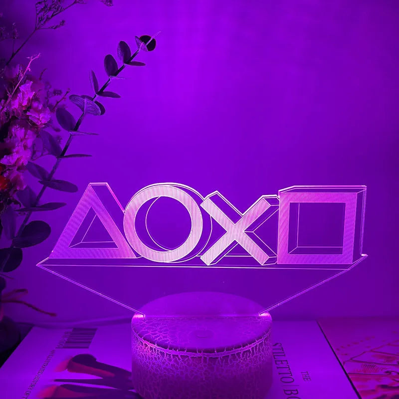 Creative gamepad-shaped 3DLED desk lamp with acrylic shade on an ABS base.
