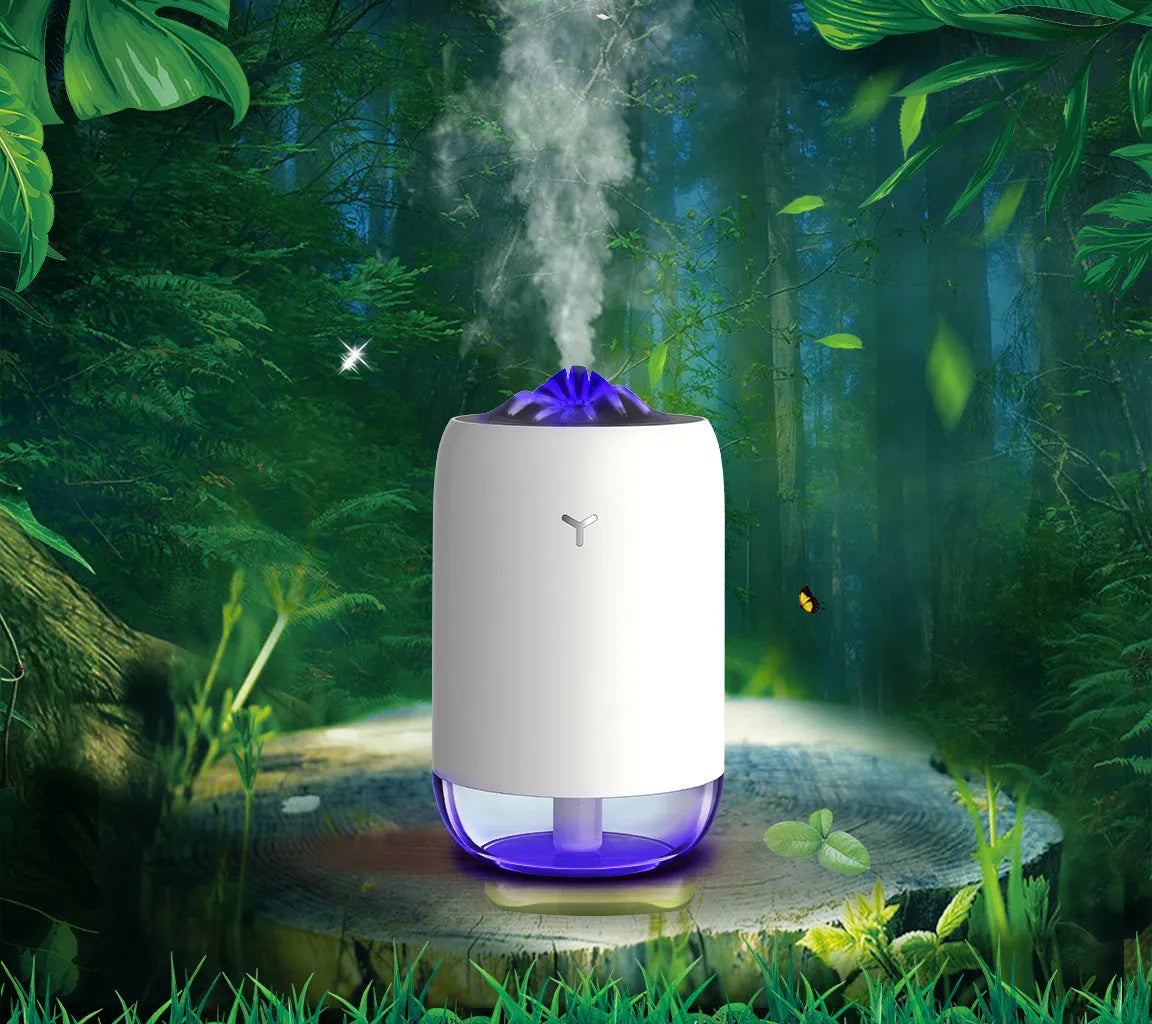 Magic Flame Humidifier columnar ultrasonic diffuser with LED flame effect in white colour