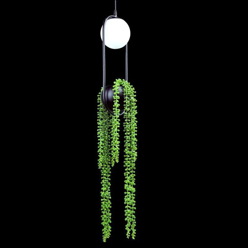 Creative flower pot design iron chandelier with LED lights hanging on fishing lines