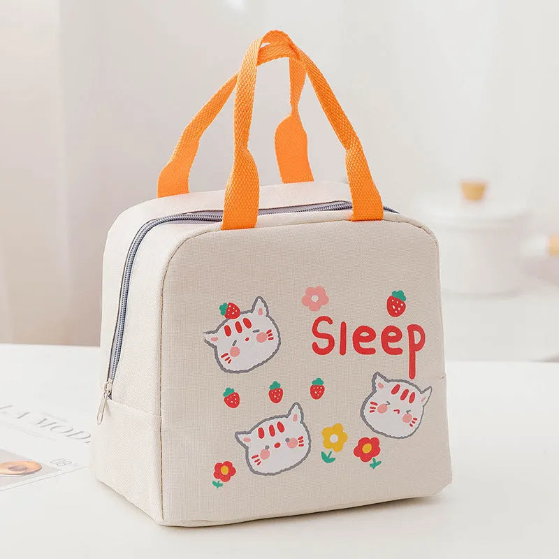 Insulated lunch box set with carrying bag in Oxford cloth, designed for office workers