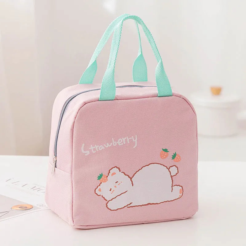 Insulated lunch box set with carrying bag in Oxford cloth, designed for office workers