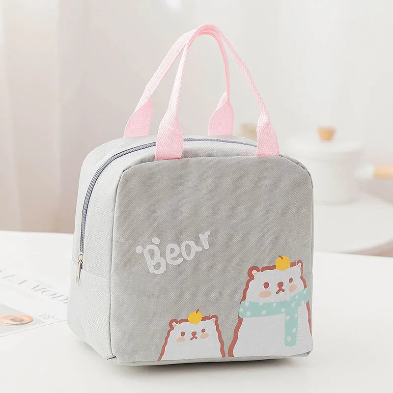 Insulated lunch box set with carrying bag in Oxford cloth, designed for office workers
