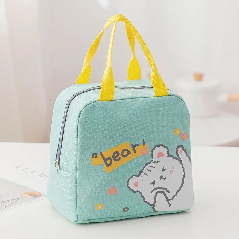 Insulated lunch box set with carrying bag in Oxford cloth, designed for office workers