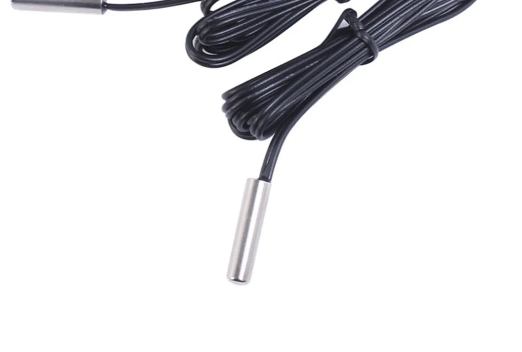 Dual display digital thermometer with NTC10K waterproof probe and 0.28 inch LED display, 48x29x22mm