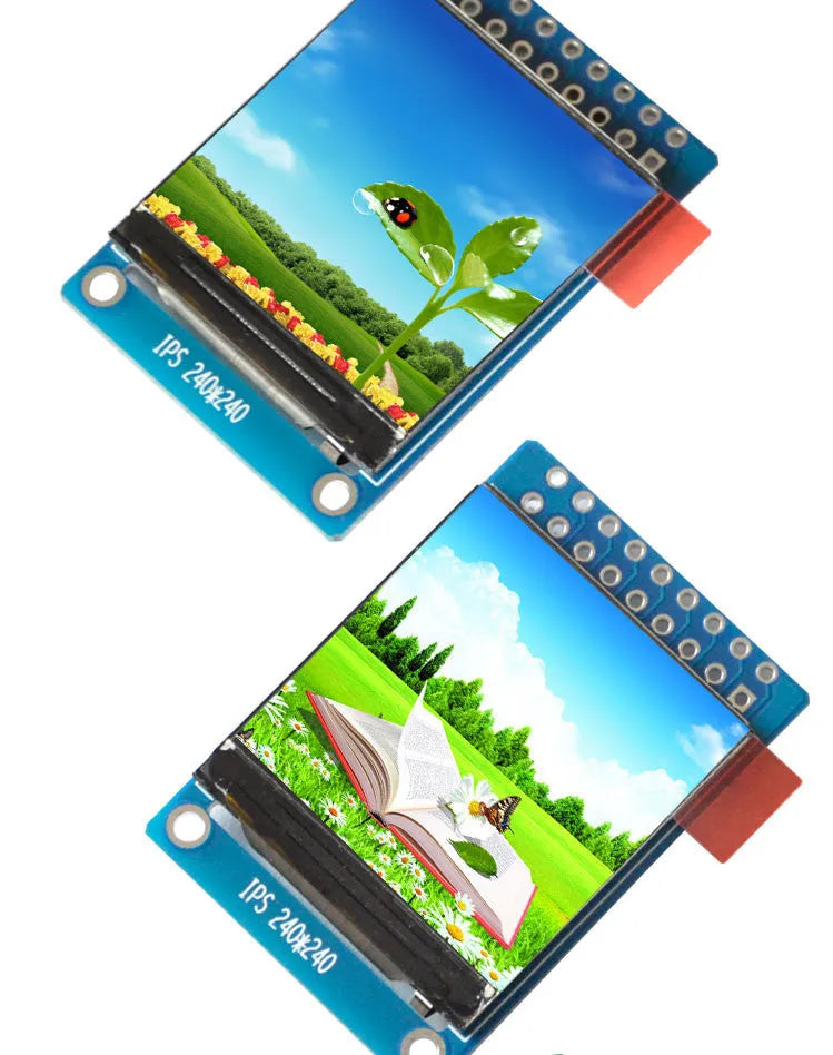 1.3-inch square IPS LCD display module with 240x240 resolution and 18-pin connector for microcontroller projects