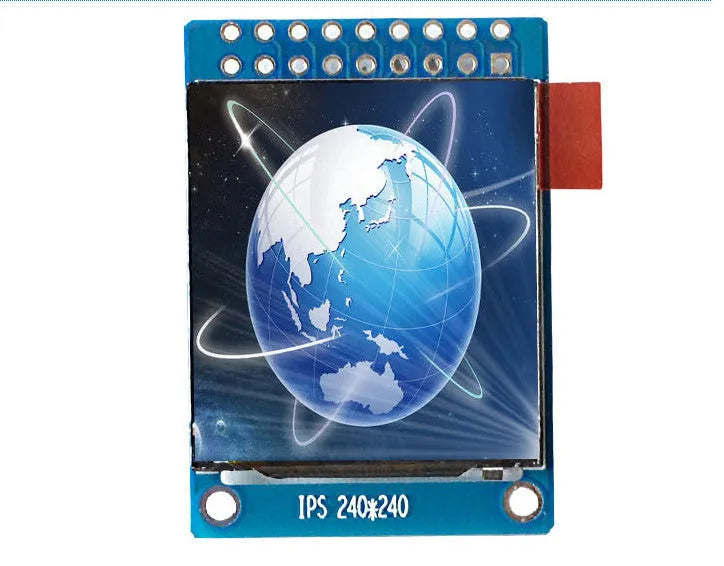 1.3-inch square IPS LCD display module with 240x240 resolution and 18-pin connector for microcontroller projects