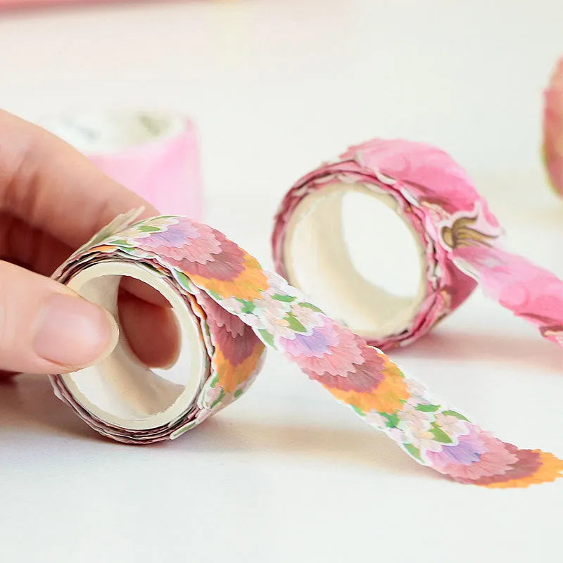 Clover and paper decorative tape roll with dimensional 5mm thickness in blue, pink, mixed, and violet colour options
