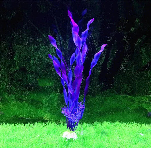 Plastic aquarium simulation water plants in green, purple, and pink colours for fish tank landscaping with 50-pack quantity