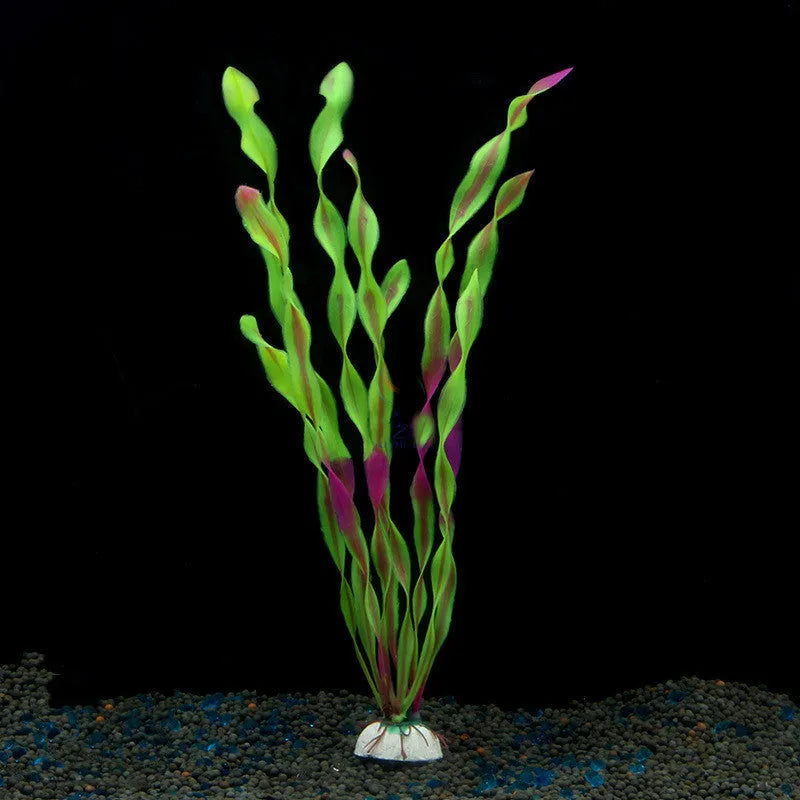 Plastic aquarium simulation water plants in green, purple, and pink colours for fish tank landscaping with 50-pack quantity