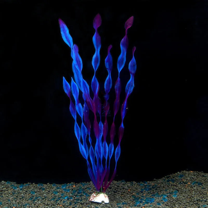 Plastic aquarium simulation water plants in green, purple, and pink colours for fish tank landscaping with 50-pack quantity
