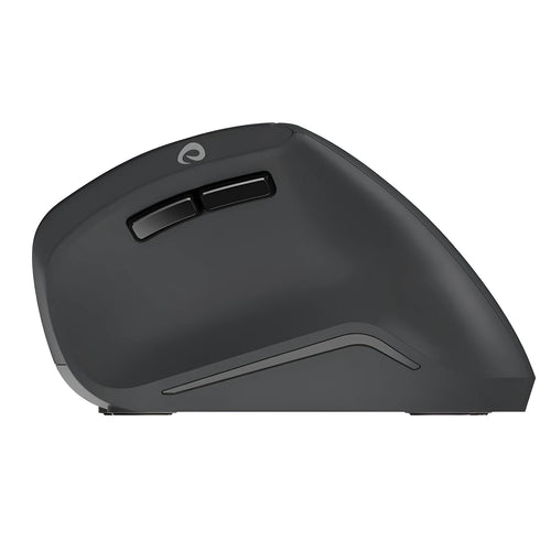 Black 2.4G wireless ergonomic gaming mouse with six buttons and USB receiver on desk