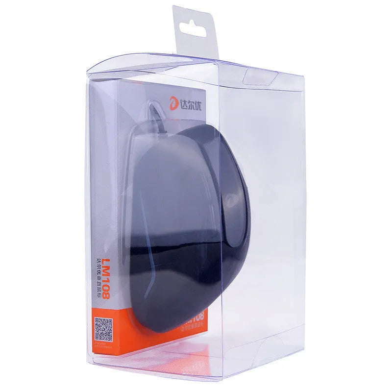 Black 2.4G wireless ergonomic gaming mouse with six buttons and USB receiver on desk